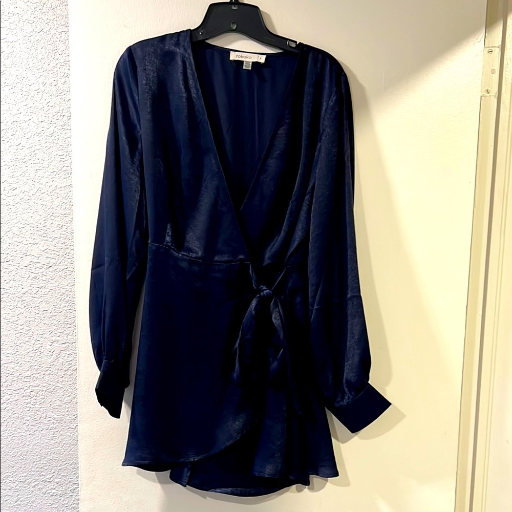Elegant Navy Wrap Dress